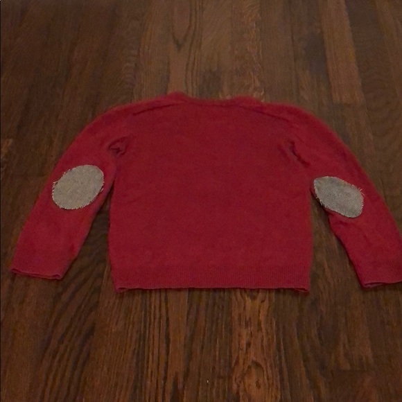 Zara v neck red sweater with elbow patches - Picture 2 of 2